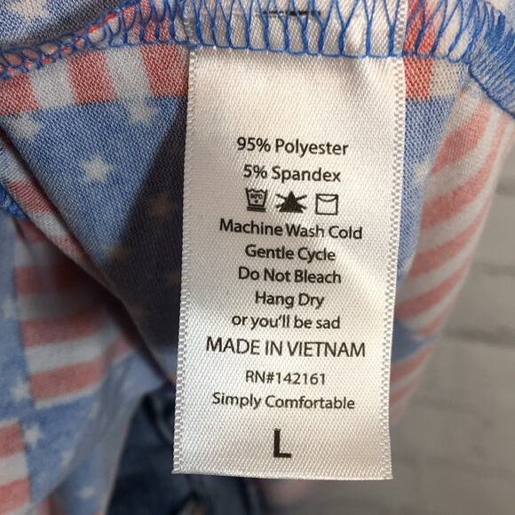 LuLaRoe Irma Top Patriotic Stars & Stripes Pattern Size Large Red‎ White Blue - Picture 11 of 11